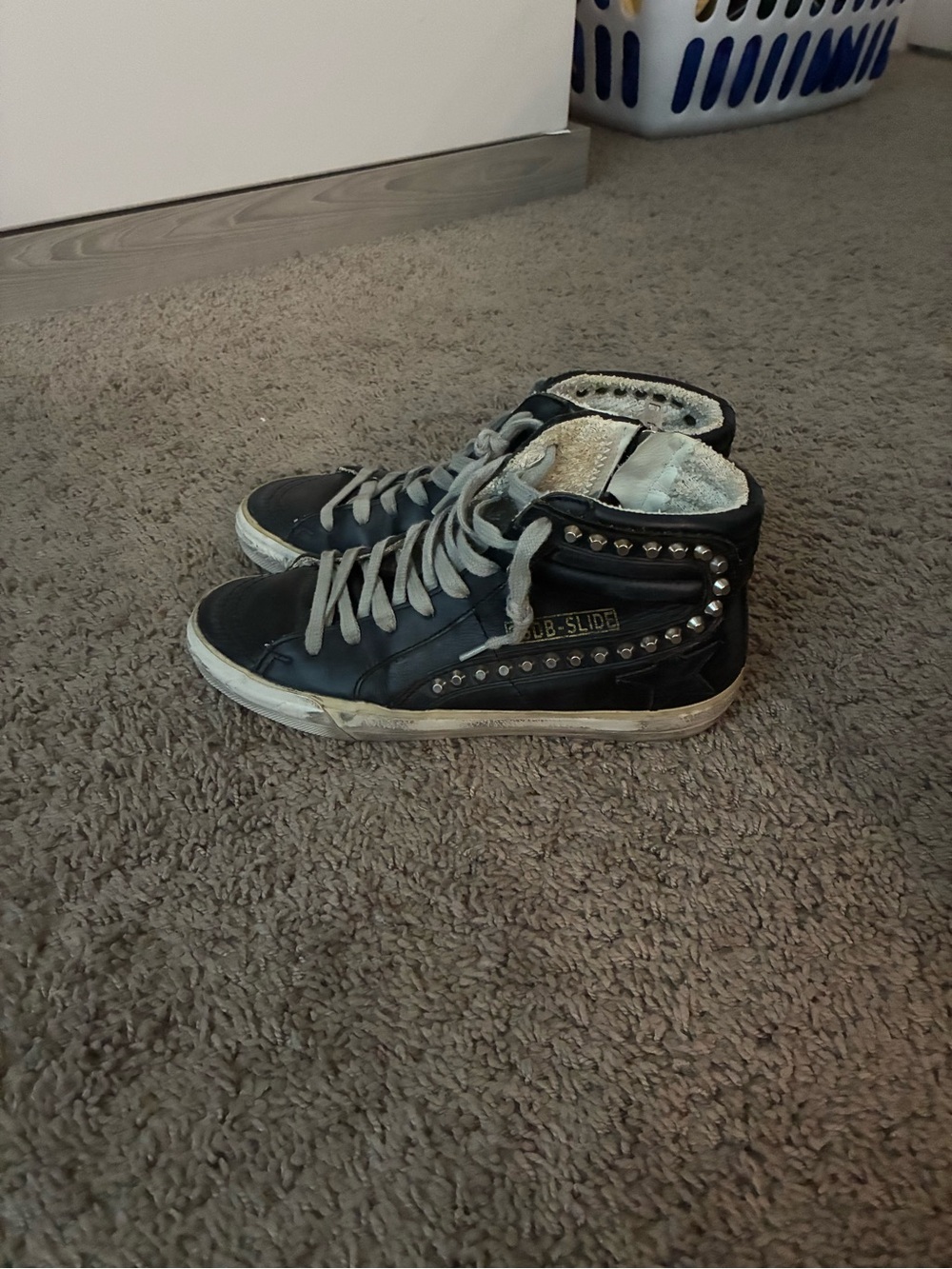 Golden Goose Black High-Top Sneakers with Silver Studs - Picture 4 of 4